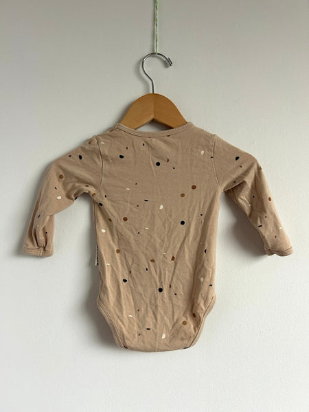 Bam Loves Boo Long Sleeve Brown Onesie • 6-12 months