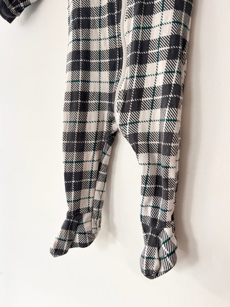 Petit Lem Grey and Green Plaid Sleeper • 6-12 months *