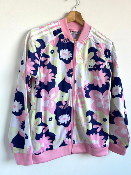 NEW Adidas Track Jacket Pink and Blue Flowers • 12-14 years