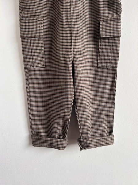 Bout'Chou Brown Plaid Overalls • 2 years