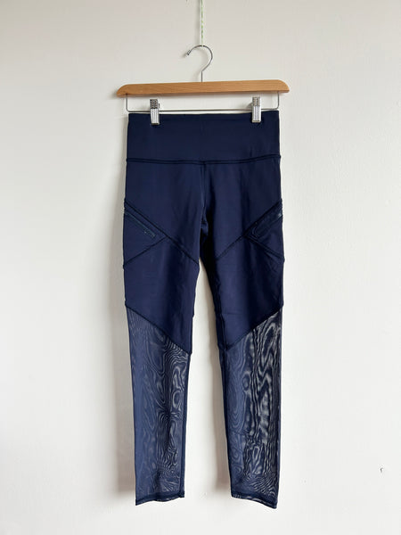 Iviva Blue Yoga Pants with Mesh • 10-12 years