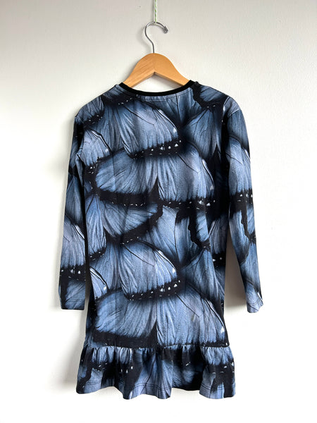 Molo Blue Butterfly Ruffle Dress • 7-10 years