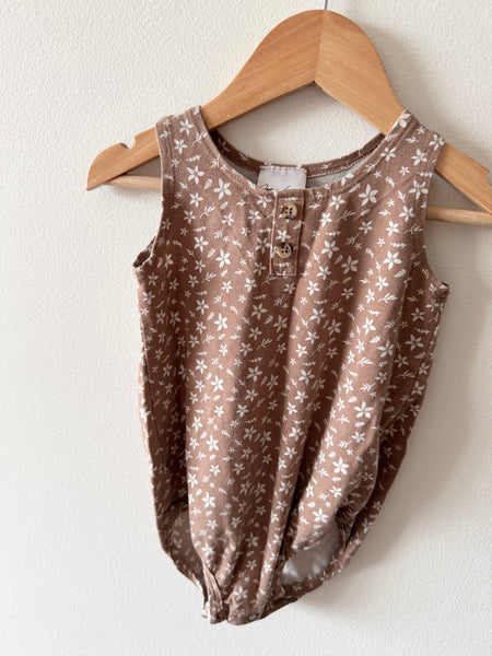 Jax and Lennon Brown Tiny Floral Bubble Romper • 12-18 months