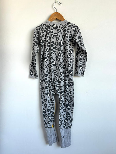 Bonds Grey Leopard Zip Romper • 3 years