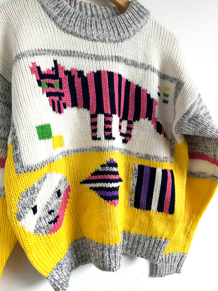 Vintage Tongba Knit Cat Sweater • 6-9 years
