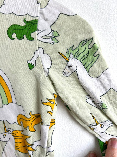 Mini Rodini Unicorns Long Sleeve Green Top • 12-18 months