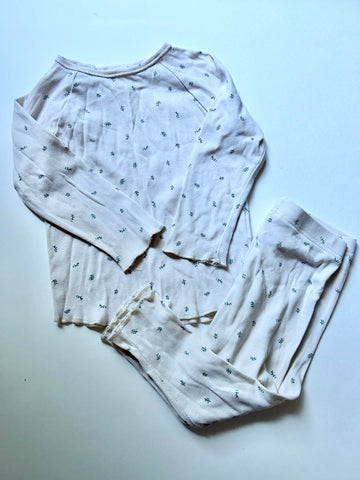 H&M 2pc White Set with Leaves • 6-12 months