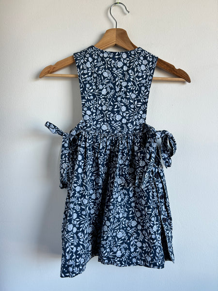 Vintage Esprit Blue Pinafore Style Floral Dress with Ties • 2-3 years