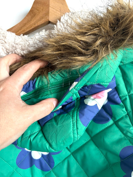 Mini Boden Green Floral Quilted Long Jacket • 9-10 years