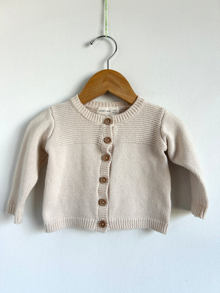 Quincy Mae Cream Button Cardigan • 3-6 months
