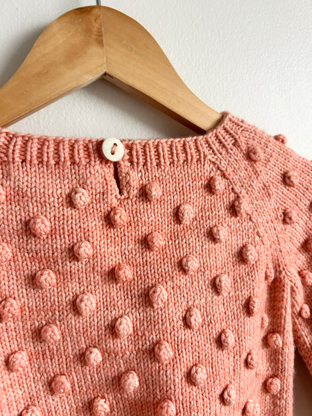 Misha and Puff Grapefruit Pink Merino Popcorn Sweater • 18-24 months