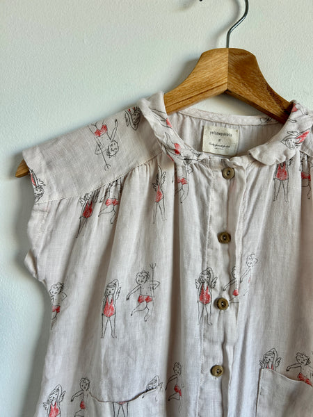 Yellowpelota Linen Button Up Short Sleeve Dress • 3-5 years