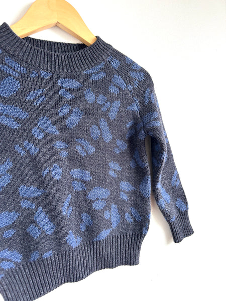 Bonds Knit Blue and Grey Patterned Sweater • 4-5 years