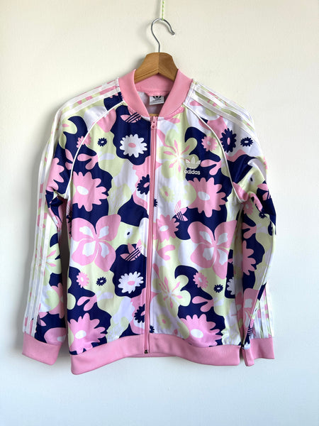 NEW Adidas Track Jacket Pink and Blue Flowers • 12-14 years