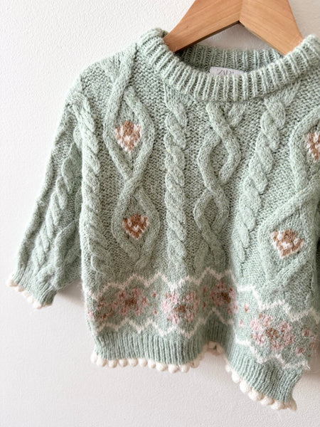 Zara Cable Knit Blue Sweater • 1-3 years