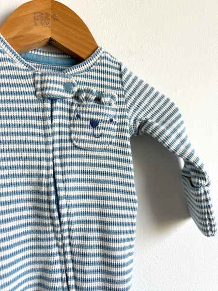 Gap Blue Striped Bear Sleeper • Newborn (up to 7lbs)