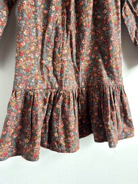 Wheat Flannel Long Sleeve Dress with Ruffle • 5-6 years