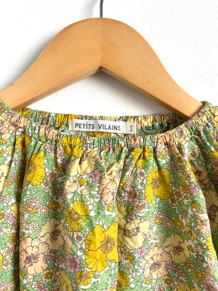 Petits Vilains Yellow Green Short Sleeve Ruffle Shirt • 4-5 years