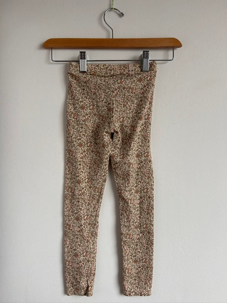 Wheat Green Floral Leggings • 5-6 years