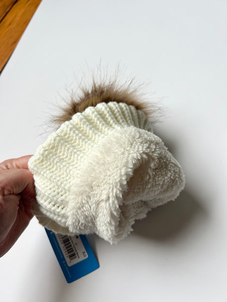 NEW Jan and Jul White Toque with Pom Pom • 6 months - 2 years (Medium)