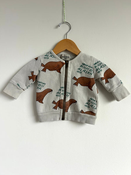 Bobo Choses Walrus Zip Up Cardigan • 3-6 months