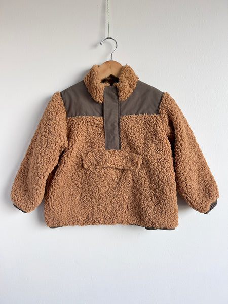 Wheat Cozy Anorak Style Pullover Cotton Lined Sweater • 4-6 years