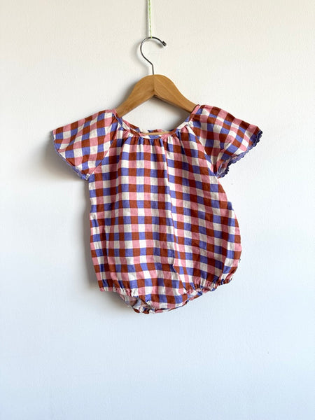 Oeuf Linen Checkered Romper • 18-24 months
