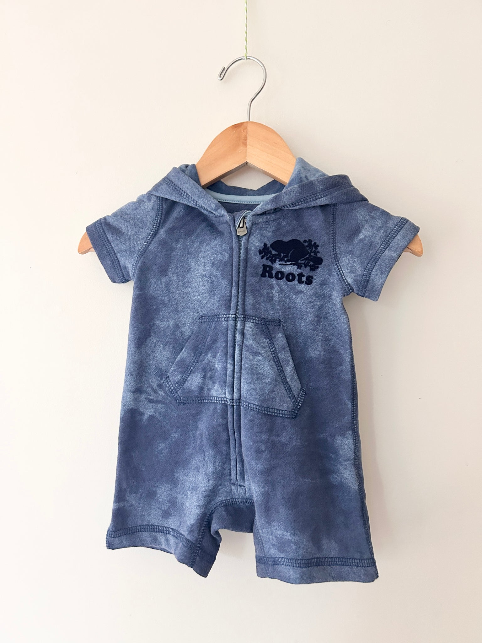 Roots Shorty Blue Hooded Romper • 0-3 months *