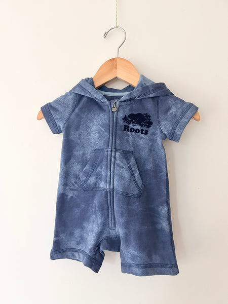 Roots Shorty Blue Hooded Romper • 0-3 months *