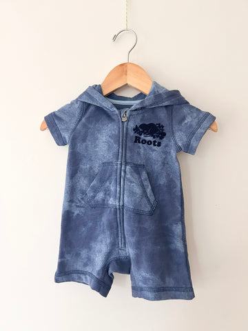 Roots Shorty Blue Hooded Romper • 0-3 months *