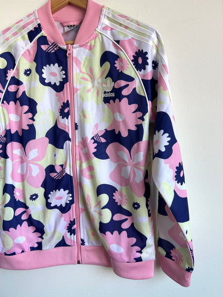 NEW Adidas Track Jacket Pink and Blue Flowers • 12-14 years