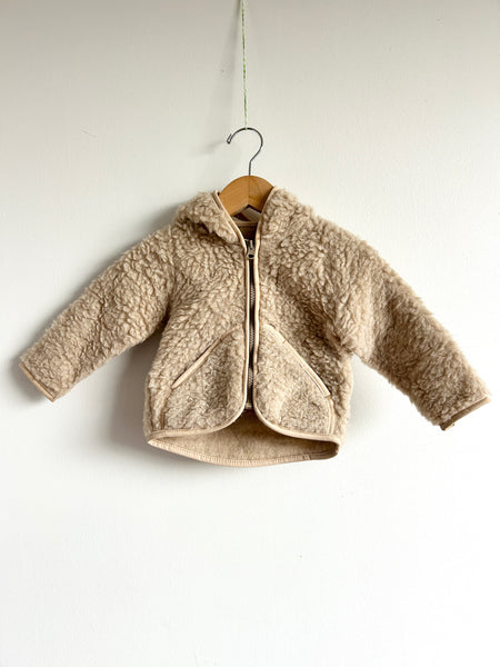 Alwero Wool Zip Up Cream Hoodie Jacket • 1-2 years (xxs)
