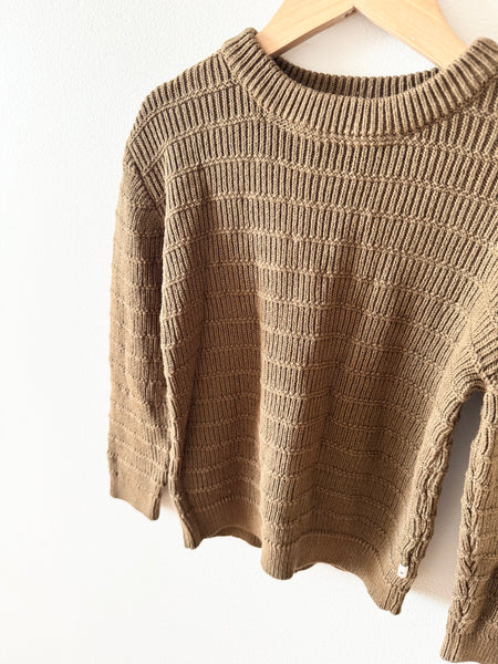 Wheat Brown Knit Striped Sweater • 4-5 years