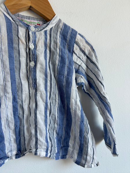 Bonpoint Blue and White Striped Top • 18-24 months