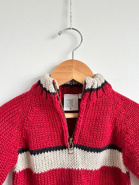 Vintage Baby World Red Wool Blend Knit 1/4 Zip Knit Sweater • 6-18 months