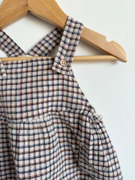 Zara Checkered Bubble Romper • 6-12 months