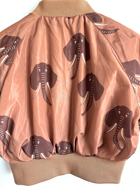 Mini Rodini Elephant Brown Bomber Jacket • 9-18 months