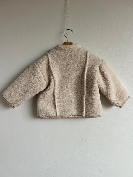 Zara White Fuzzy Fleece Lined Sherpa 1/4 Zip • 1-2 years