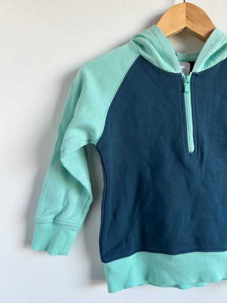 Bonds Blue 2-Tone 1/4 Zip Lightweight Hoodie • 3-4 years