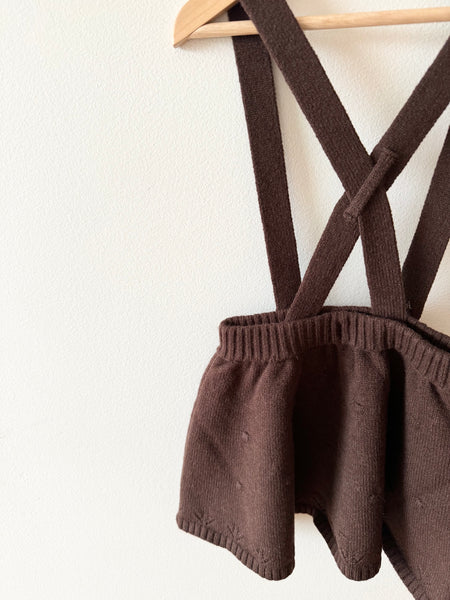 Knit Brown Suspender Skirt • 2-4 years