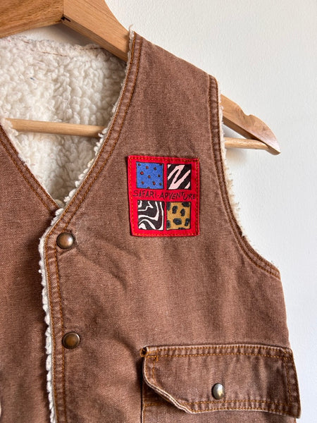 Vintage Please Mum "Safari Adventure" Brown Canvas Vest • 4-7 years