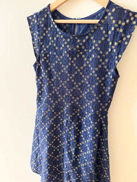 Pastourelle Gold and Blue Tank Dress • 7-8 years