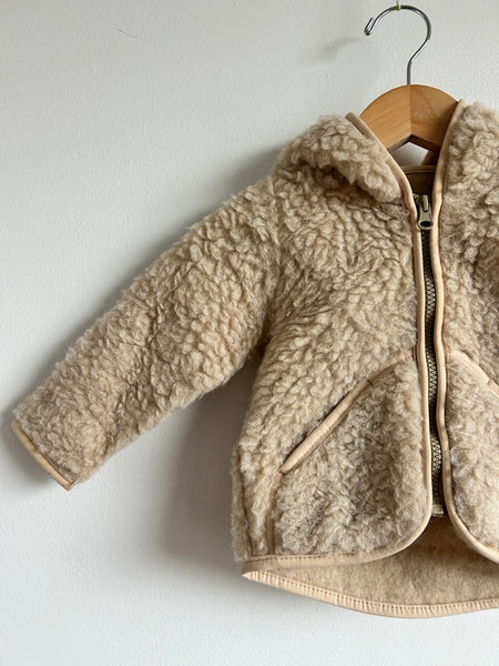 Alwero Wool Zip Up Cream Hoodie Jacket • 1-2 years (xxs)