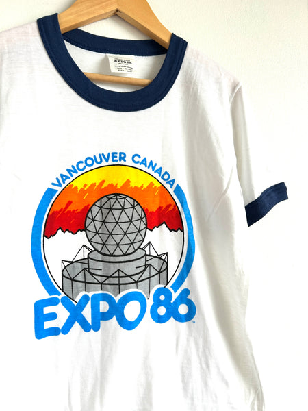 NEW Vintage Expo 86 T-Shirt with Blue Trim • 8-10 years