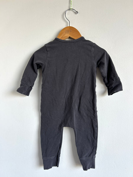 Pehr Dark Grey Button Romper • 3-6 months