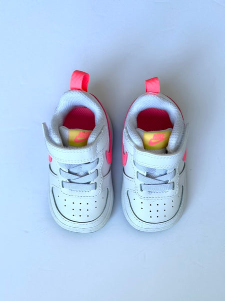 NEW Nike White and Pink Velcro Sneakers • 3.5c (18cm)