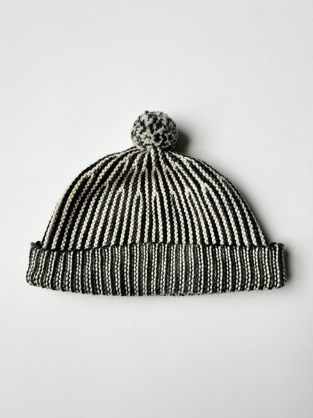 Misha and Puff Black and White Merino Garter Hat • 4-8+ years