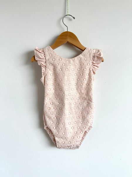 Nest & Nurture Pink Lace Tie Romper • 2T