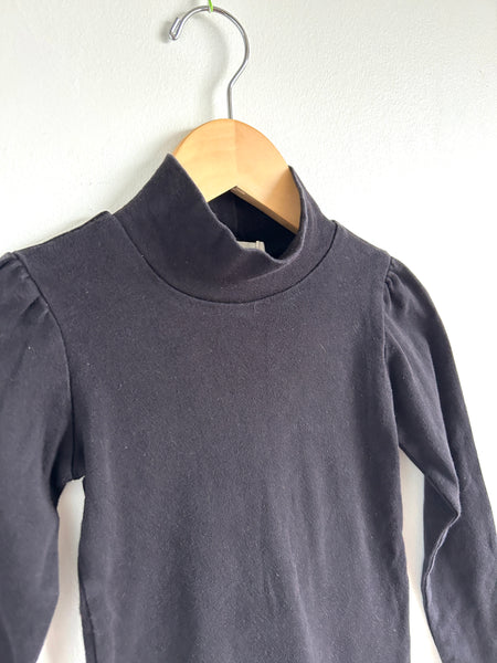 Petits Vilains Black Cotton Turtleneck with Puff Sleeves • 6-7 years