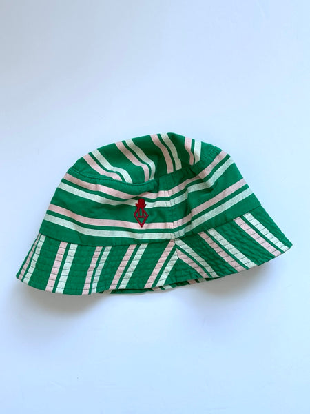 The Animals Observatory Green Striped Bucket Hat • 6-12 years
